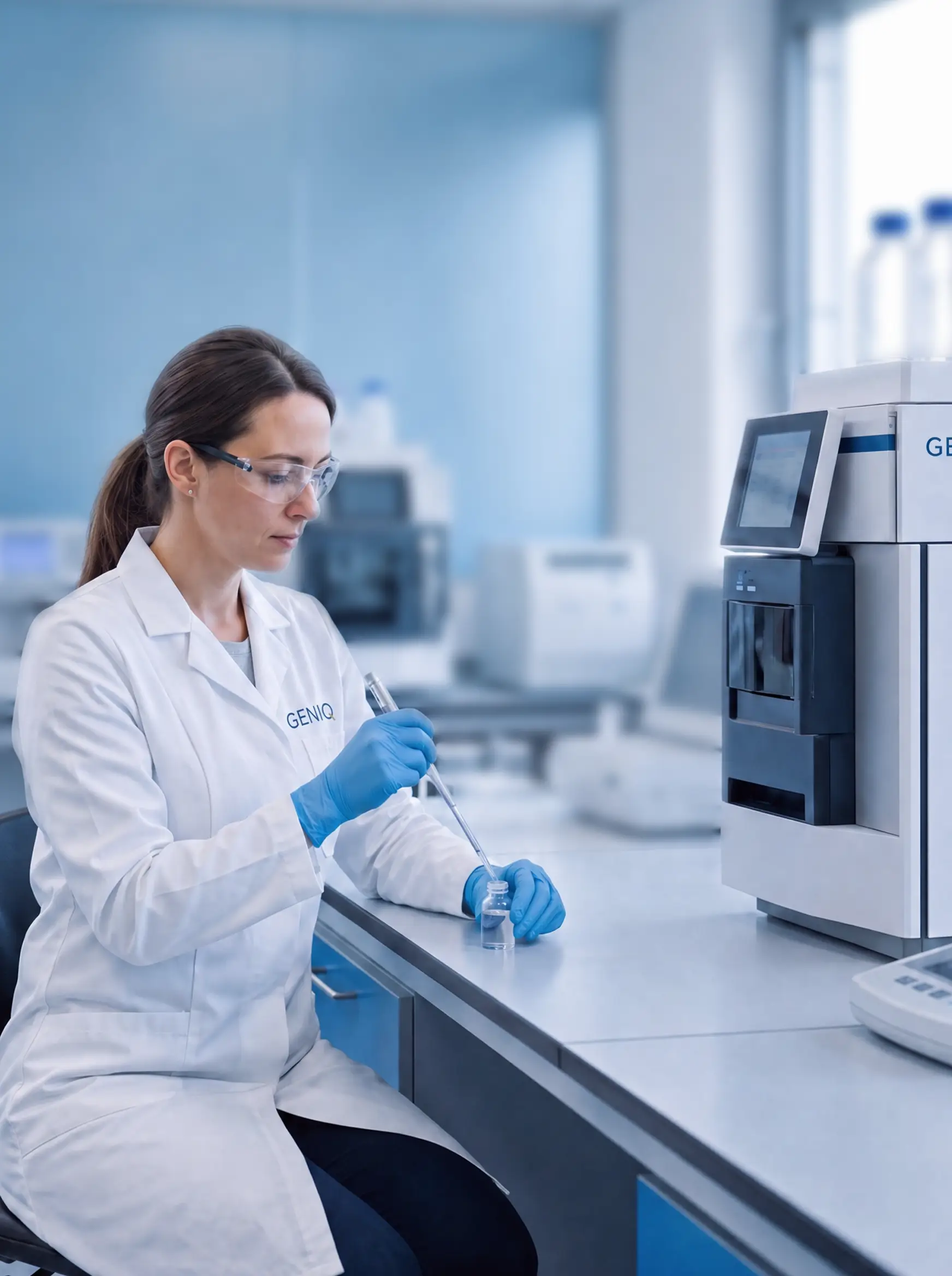 GENIQ Peptides scientists formulating a GENIQ compound in the lab